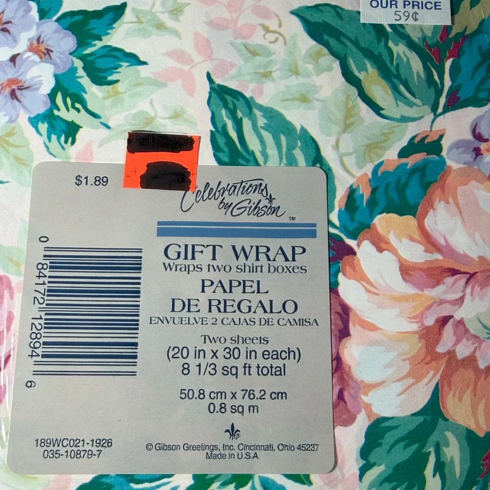 5/$25 VINTAGE Birthday Wrapping Paper Flowers
